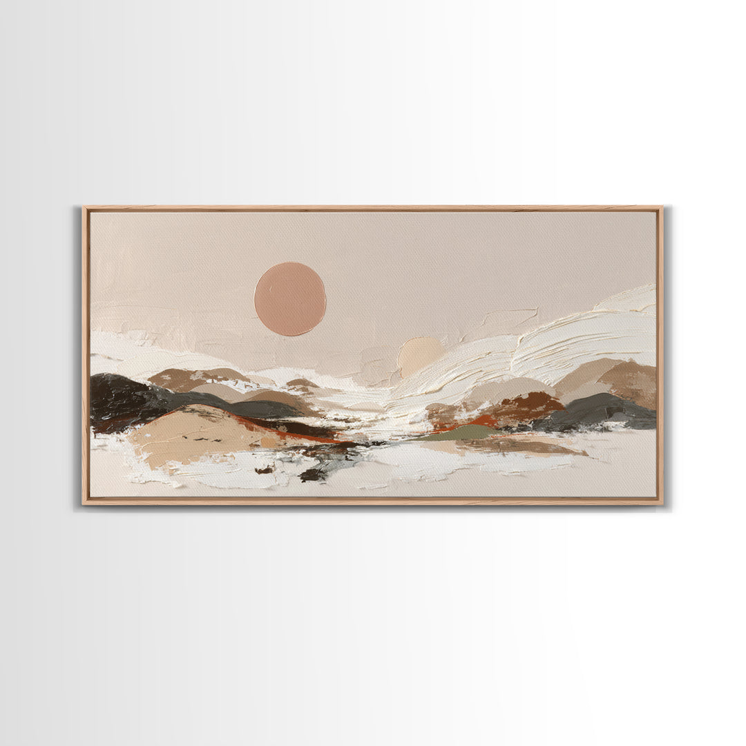 Warm Brown Desert Landscape Canvas Print, Monochrome Art, Mid Century Modern, Living Room Decor, Fine Art, Mono, Boho Wall Art, MON-2x1-77