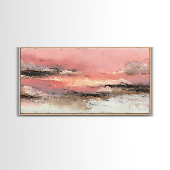 All Pink Cloudscape Framed Canvas Print, Monochrome Art, Apartment Decor, Living Room Decor, Fine Art, Mono, Moody Wall Art, MON-2x1-80
