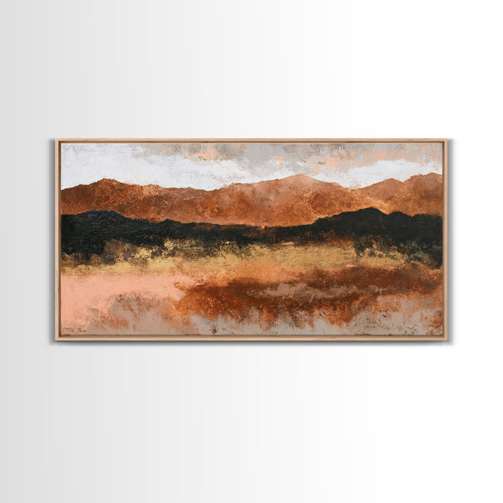 Burnt Orange Canyon Abstraction Framed Canvas Print, Monochrome Art, Printable Art, Living Room Decor, Fine Art, Mono, MON-2x1-84