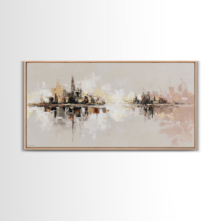 Black and White City Reflection Canvas Print, Monochrome Art, Large Wall Art, Living Room Decor, Mono, Modern Wall Art, MON-2x1-89