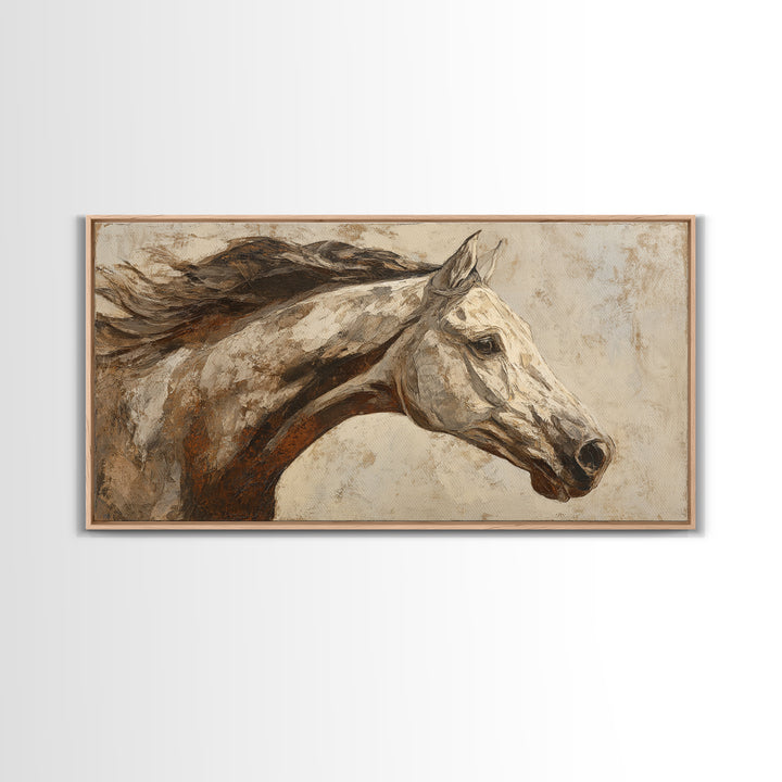 Sepia Horse Portrait Canvas Print, Monochrome Art, Digital Prints, Living Room Decor, Fine Art, Mono, Apartment Decor, MON-2x1-94