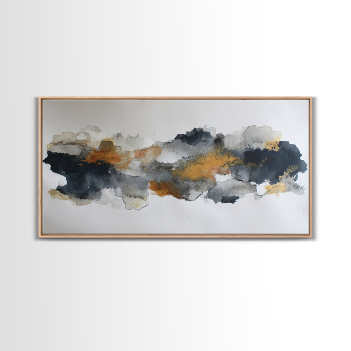 Black Ink Abstract Canvas Print, Monochrome Art, Living Room Decor, Abstract Art, Mono, Apartment Decor, Printable Art, MON-2x1-98
