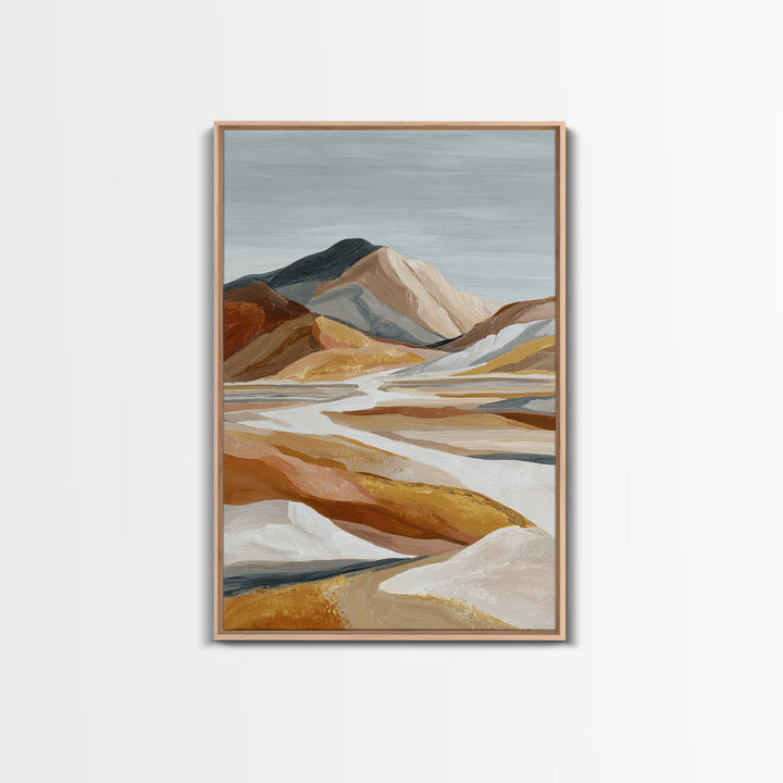 Warm Brown Desert Landscape Framed Canvas Print, Monochrome Art, Art Prints, Living Room Decor, Fine Art, Mono, Apartment Decor, MON-2x3-17