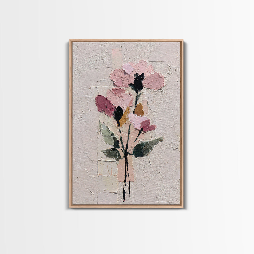 Monochrome Floral Bouquet Framed Canvas Print, Monochrome Art, Statement Artwork, Living Room Decor, Fine Art, Mono, Art Prints, MON-2x3-2