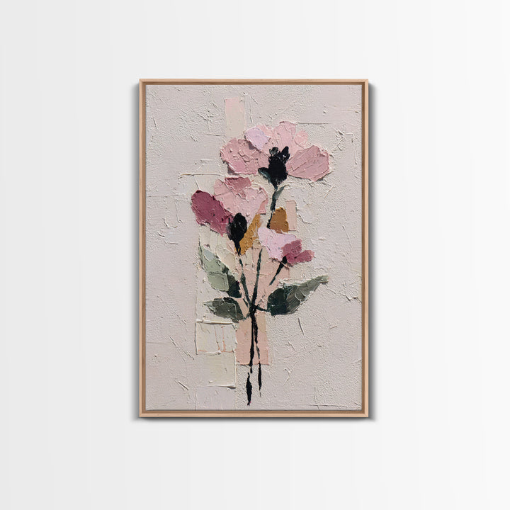 Monochrome Floral Bouquet Framed Canvas Print, Monochrome Art, Statement Artwork, Living Room Decor, Fine Art, Mono, Art Prints, MON-2x3-2