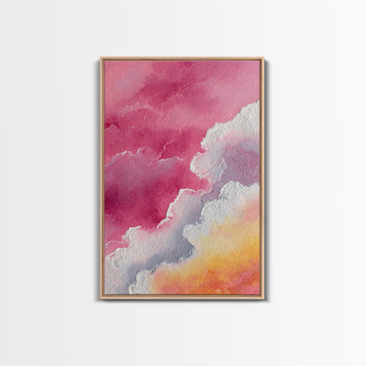 All Pink Cloudscape Framed Canvas Print, Monochrome Art, Digital Art, Living Room Decor, Oil Painting, Mono, MON-2x3-20