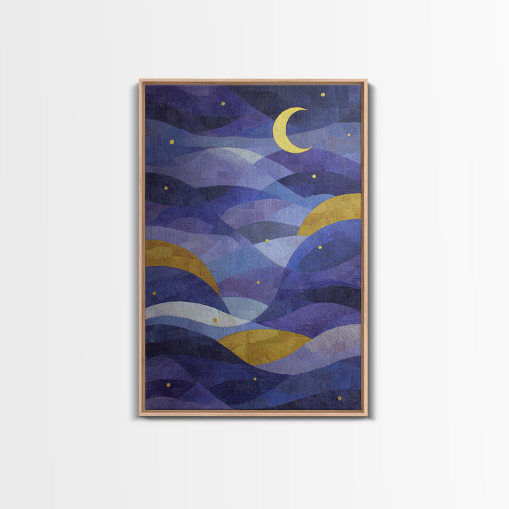 Purple Night Sky Canvas Print, Monochrome Art, Luxury Decor, Living Room Decor, Fine Art, Mono, Mid Century Modern, MON-2x3-23