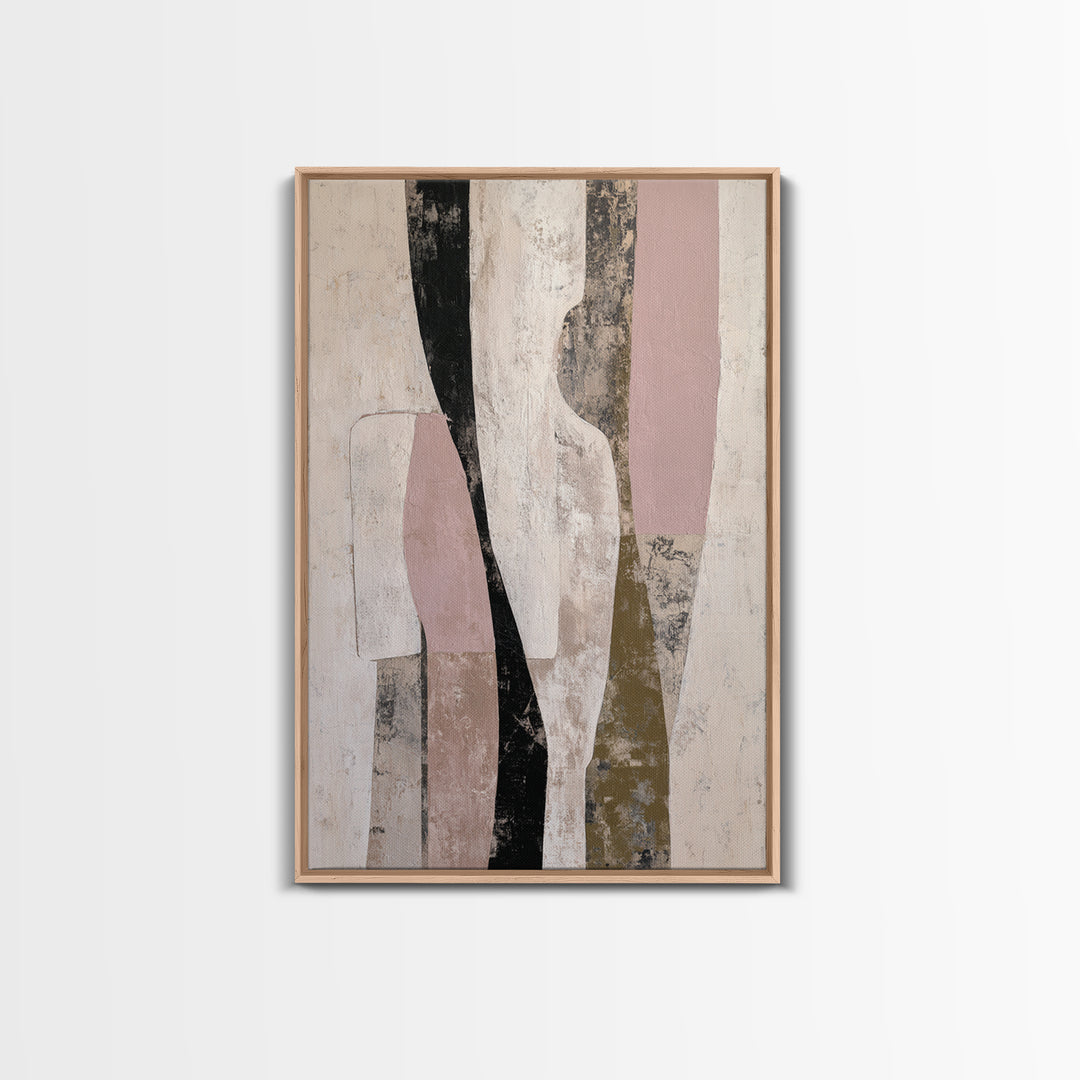 Cream on Cream Minimalist Forms Framed Canvas Print, Monochrome Art, Boho Decor, Living Room Decor, Fine Art, Mono, Art Print, MON-2x3-30