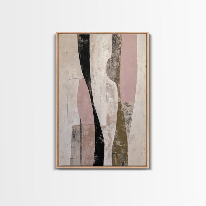 Cream on Cream Minimalist Forms Framed Canvas Print, Monochrome Art, Boho Decor, Living Room Decor, Fine Art, Mono, Art Print, MON-2x3-30