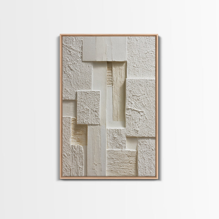 Ivory White Plaster Texture Composition Framed Canvas Print, Monochrome Art, Digital Prints, Living Room Decor, Fine Art, Mono, MON-2x3-37