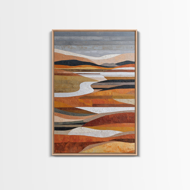 Warm Brown Desert Landscape Framed Canvas Print, Monochrome Art, Art Prints, Living Room Decor, Fine Art, Mono, Apartment Decor, MON-2x3-41