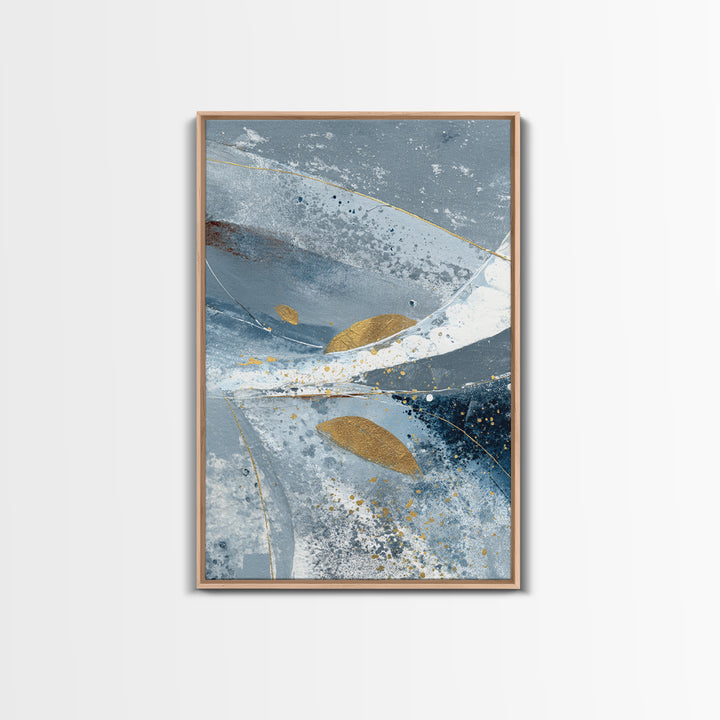 Silver Ocean Moonlight Scene Framed Canvas Print, Monochrome Art, Room Decor, Living Room Decor, Mono, Mid Century Modern, MON-2x3-51