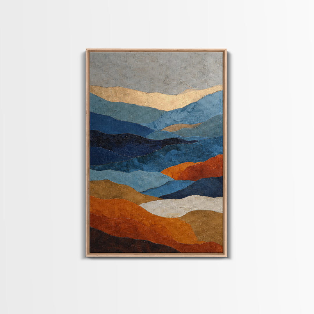Blue Mountain Ridge Layers Framed Canvas Print, Monochrome Art, Wall Decor, Living Room Decor, Fine Art, Mono, Wall Art, MON-2x3-56