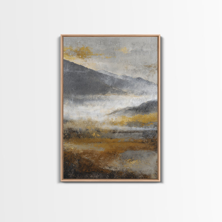 Charcoal Mountain Landscape Framed Canvas Print, Monochrome Art, Wall Art, Living Room Decor, Fine Art, Mono, Abstract Art, MON-2x3-60