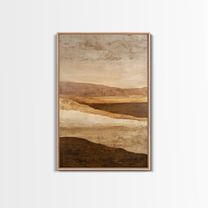 Warm Brown Desert Landscape Canvas Print, Monochrome Art, Digital Wall Art, Living Room Decor, Oil Painting, Mono, MON-2x3-65