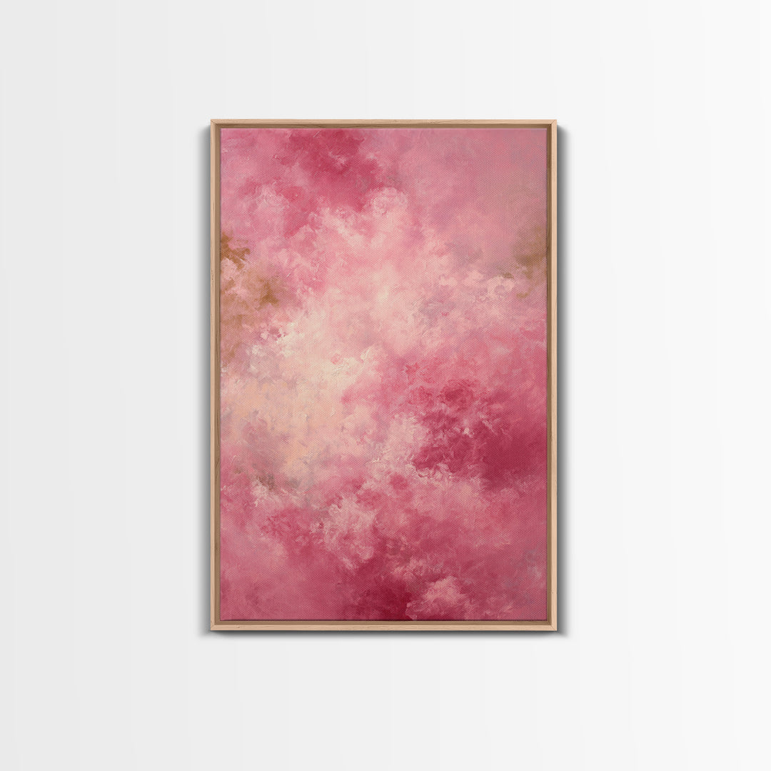 All Pink Cloudscape Framed Canvas Print, Monochrome Art, Mid Century Modern, Living Room Decor, Fine Art, Mono, Boho Wall Art, MON-2x3-68