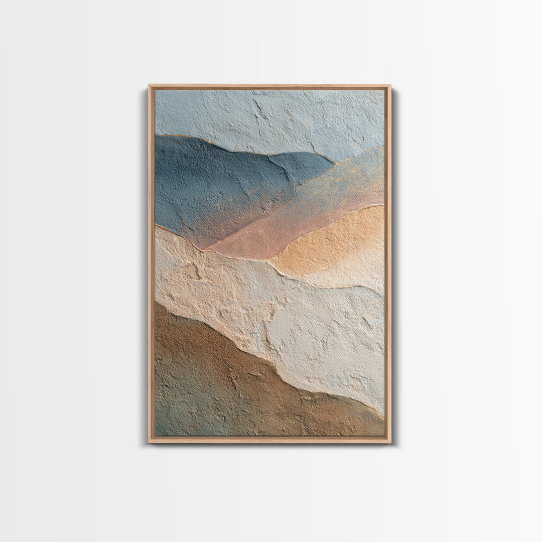 Blue Mountain Ridge Layers Framed Canvas Print, Monochrome Art, Contemporary Art, Living Room Decor, Mono, Original Art, MON-2x3-80