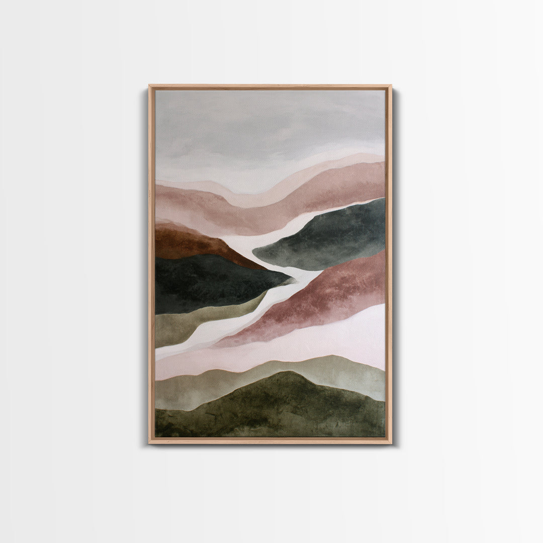 Charcoal Mountain Landscape Framed Canvas Print, Monochrome Art, Modern Wall Art, Living Room Decor, Mono, Statement Artwork, MON-2x3-84