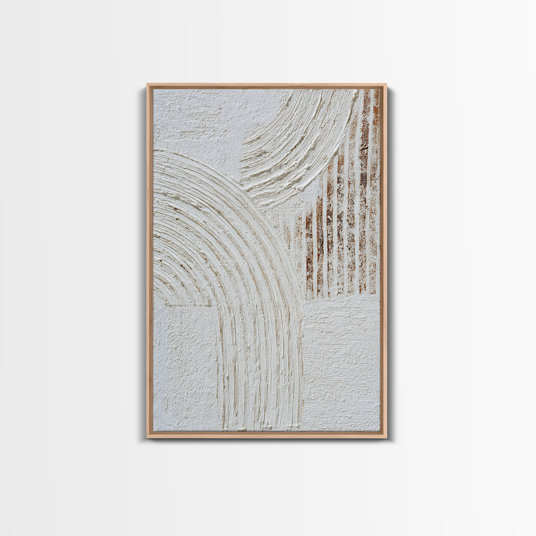 Ivory White Plaster Texture Composition Framed Canvas Print, Monochrome Art, Textured Wall Art, Living Room Decor, Mono, MON-2x3-85