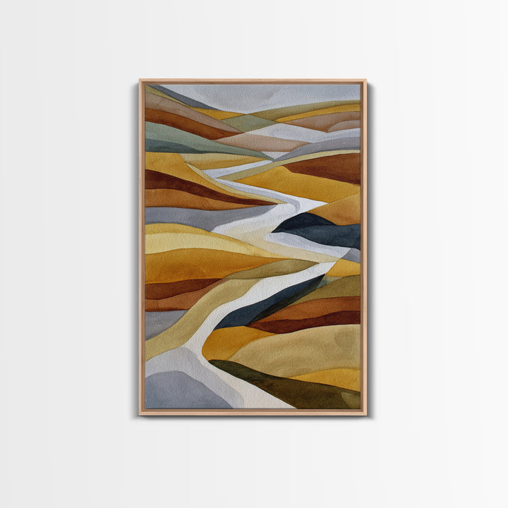 Warm Brown Desert Landscape Framed Canvas Print, Monochrome Art, Digital Print, Living Room Decor, Fine Art, Mono, Modern Art, MON-2x3-89