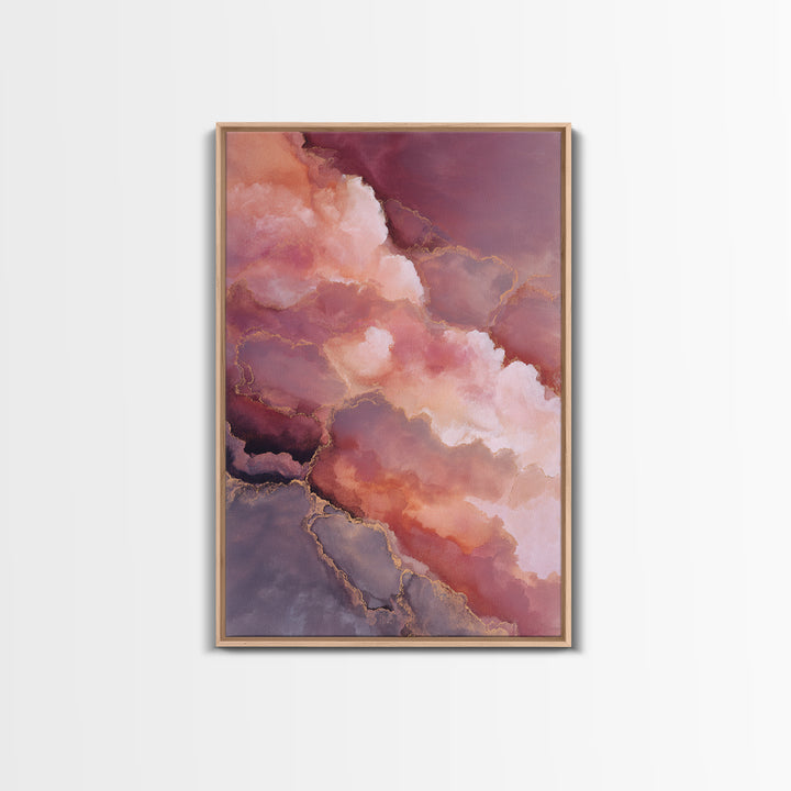 All Pink Cloudscape Framed Canvas Print, Monochrome Art, Gallery Decor, Living Room Decor, Abstract Art, Mono, Contemporary Art, MON-2x3-92