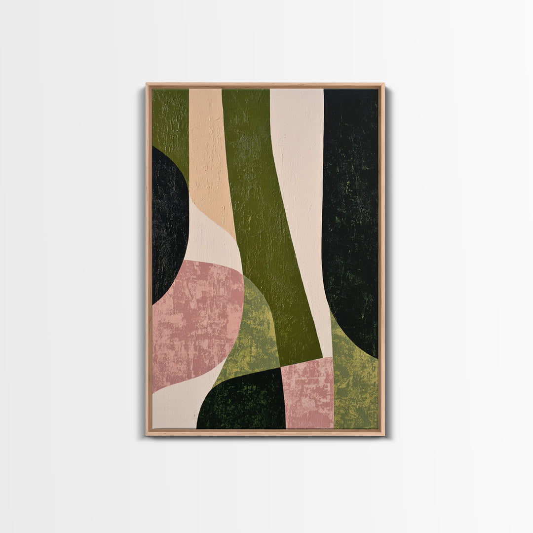 Deep Green Forest Silhouette Study Framed Canvas Print, Monochrome Art, Large Wall Art, Living Room Decor, Fine Art, Mono, MON-2x3-93