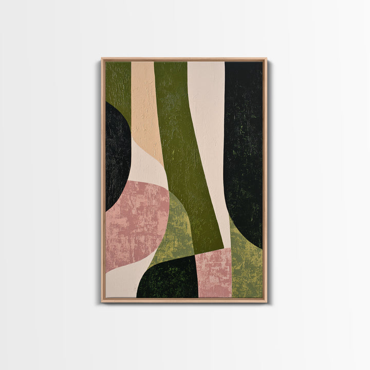 Deep Green Forest Silhouette Study Framed Canvas Print, Monochrome Art, Large Wall Art, Living Room Decor, Fine Art, Mono, MON-2x3-93