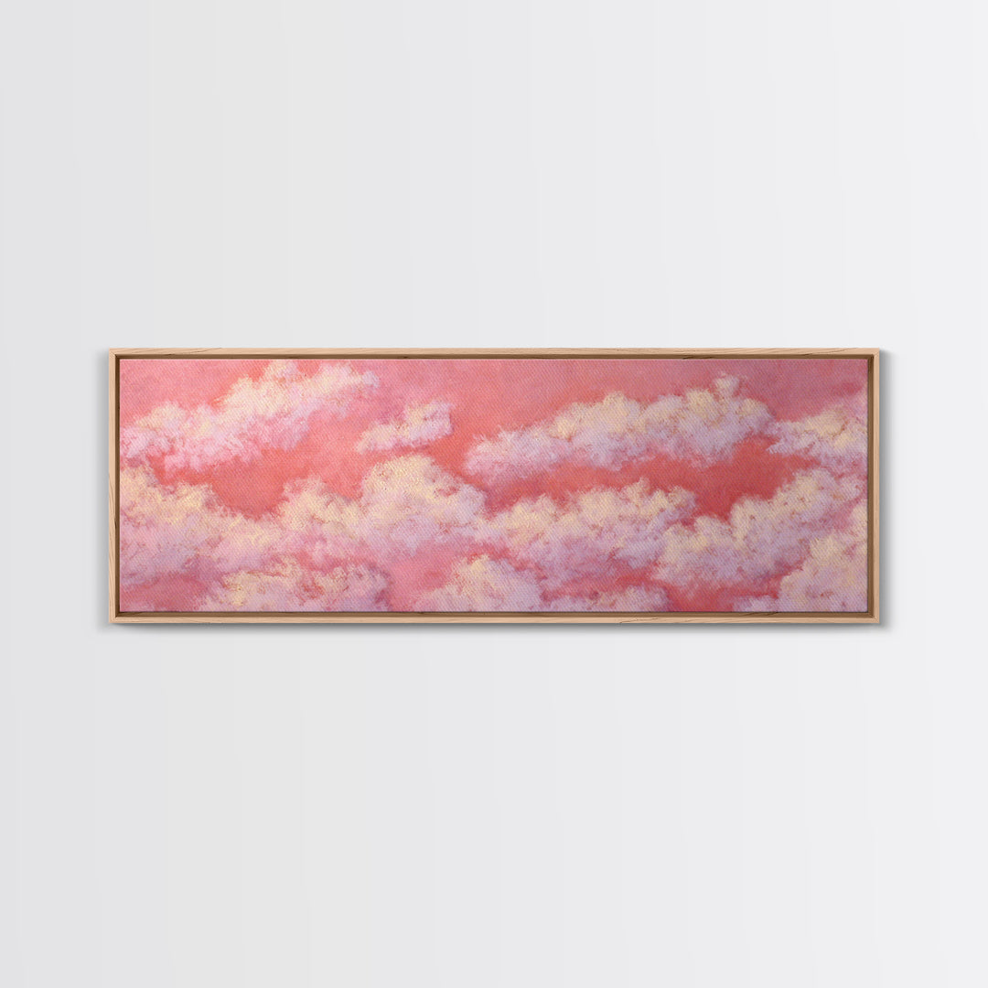 All Pink Cloudscape Canvas Print, Monochrome Art, Neutral Decor, Living Room Decor, Abstract Art, Mono, Home Decor, Poster, MON-3x1-100