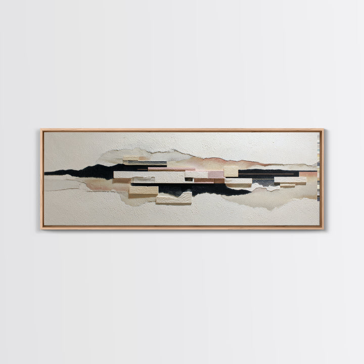 Cream on Cream Minimalist Forms Canvas Print, Monochrome Art, Moody Wall Art, Living Room Decor, Fine Art, Mono, MON-3x1-14