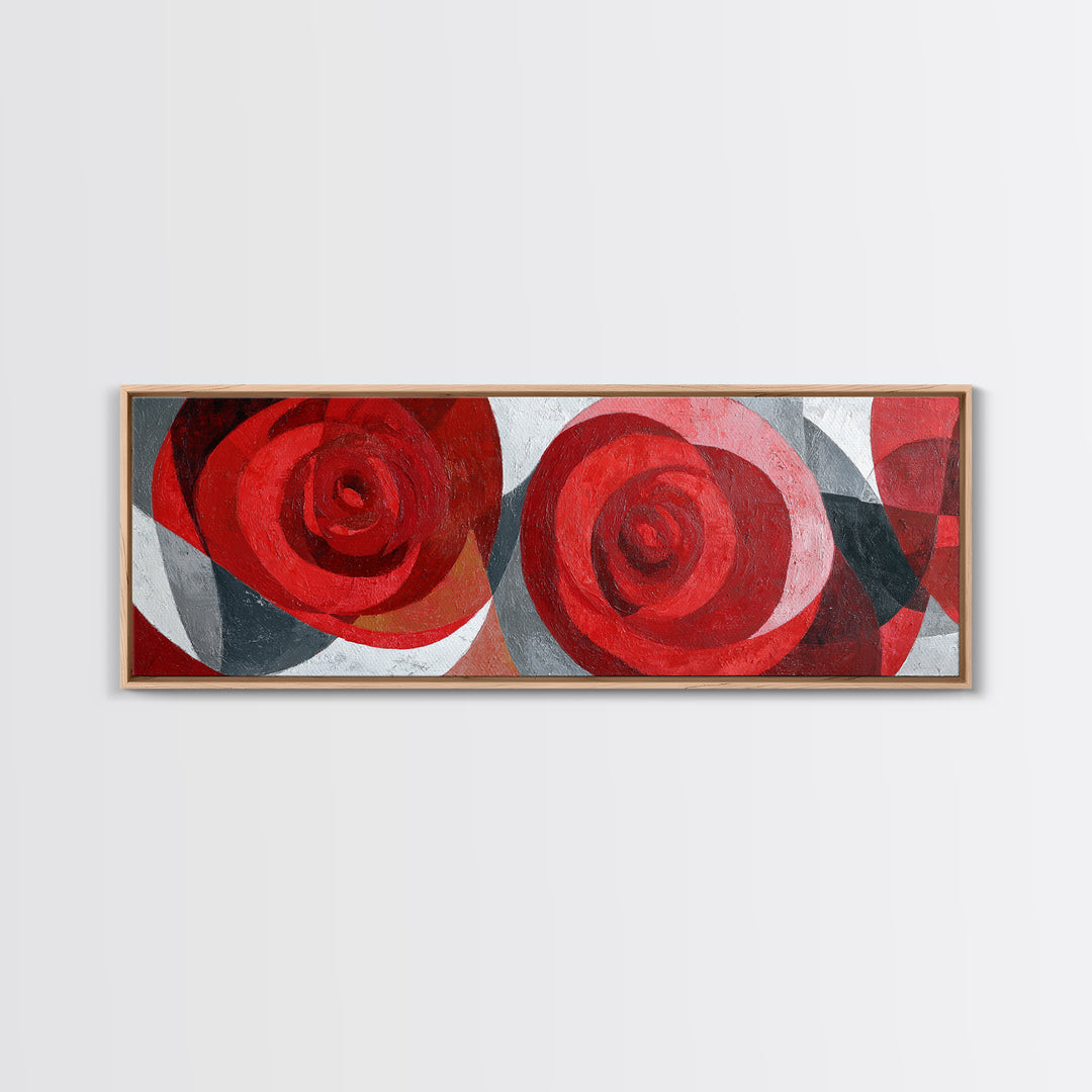 Single Red Rose Rendered Only Framed Canvas Print, Monochrome Art, Statement Artwork, Living Room Decor, Fine Art, Mono, MON-3x1-23