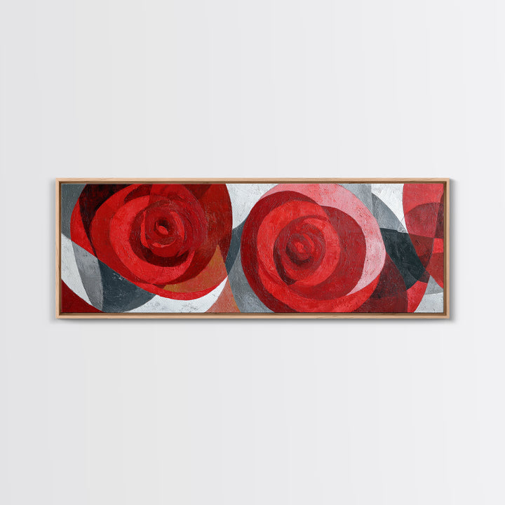 Single Red Rose Rendered Only Framed Canvas Print, Monochrome Art, Statement Artwork, Living Room Decor, Fine Art, Mono, MON-3x1-23