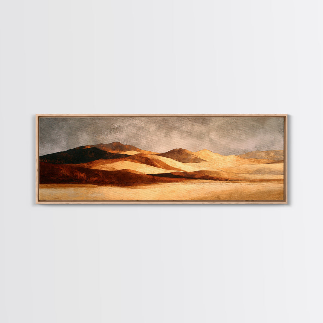 Warm Brown Desert Landscape Canvas Print, Monochrome Art, Dark Academia Decor, Living Room Decor, Fine Art, Mono, Wall Decor, MON-3x1-25