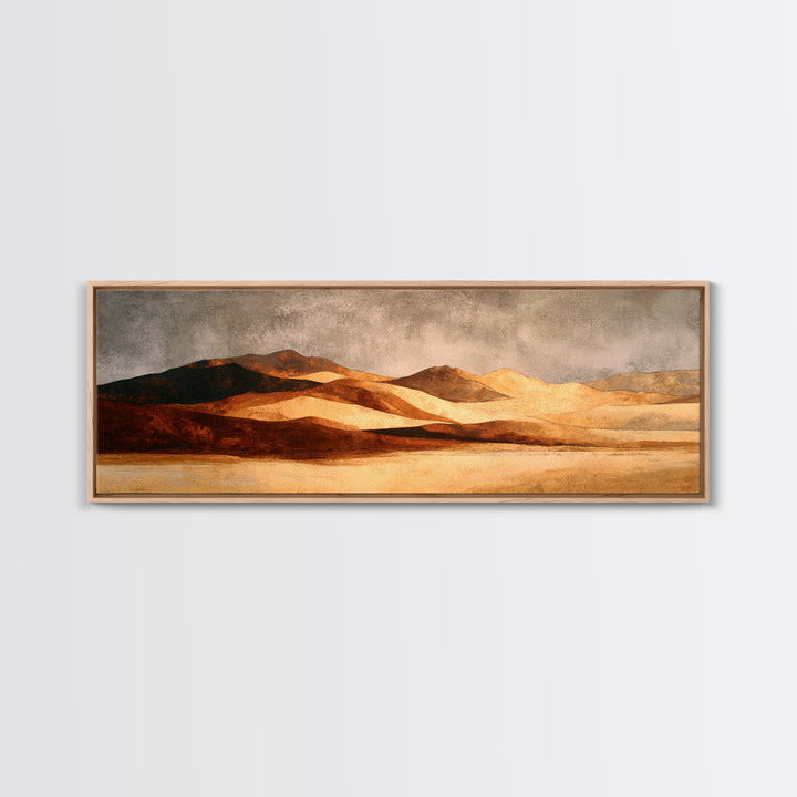 Warm Brown Desert Landscape Canvas Print, Monochrome Art, Dark Academia Decor, Living Room Decor, Fine Art, Mono, Wall Decor, MON-3x1-25