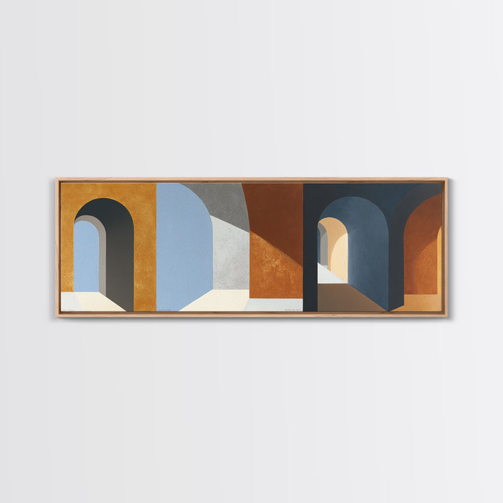 Gray Architectural Arch and Shadow Study Canvas Print, Monochrome Art, Large Wall Art, Living Room Decor, Watercolor Art, Mono, MON-3x1-26