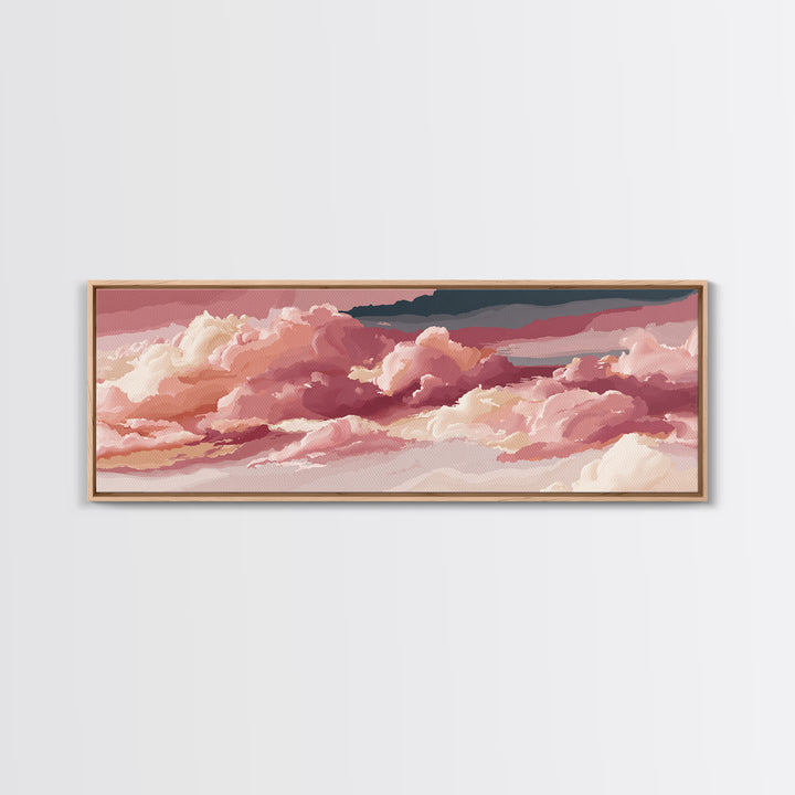 All Pink Cloudscape Canvas Print, Monochrome Art, Unique Wall Art, Living Room Decor, Watercolor Art, Mono, Fine Art Print, MON-3x1-4