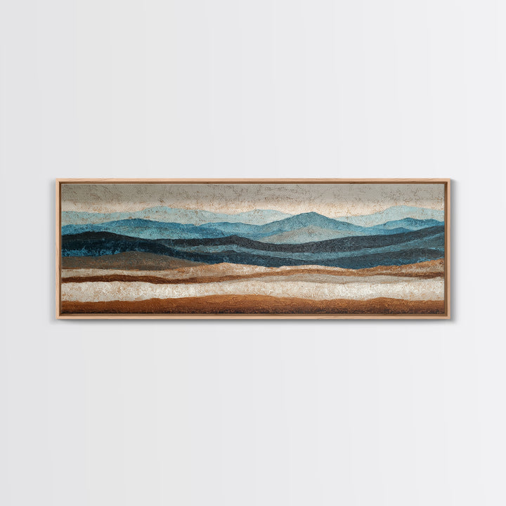 Blue Mountain Ridge Layers Canvas Print, Monochrome Art, Gallery Decor, Living Room Decor, Oil Painting, Mono, Contemporary Art, MON-3x1-40