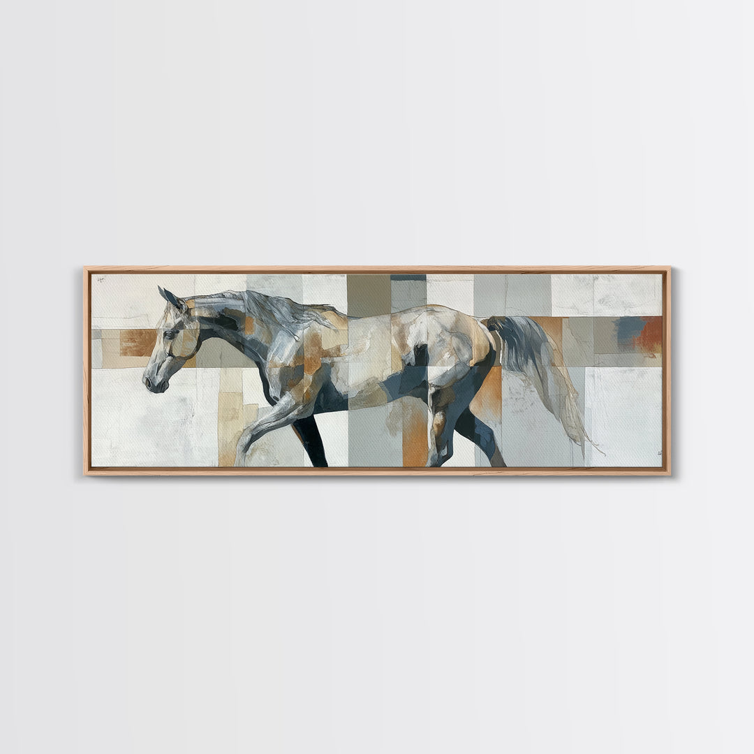 Sepia Horse Portrait Canvas Print, Monochrome Art, Textured Wall Art, Living Room Decor, Oil Painting, Mono, Wallpaper Mural, MON-3x1-42
