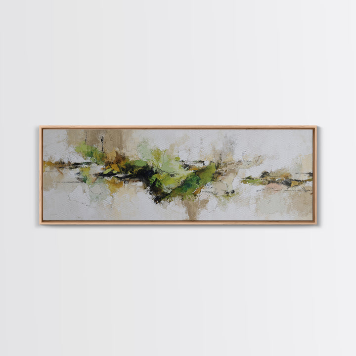 Green Botanical Study Canvas Print, Monochrome Art, Poster, Living Room Decor, Fine Art, Mono, Textured Wall Art, Digital Print, MON-3x1-43