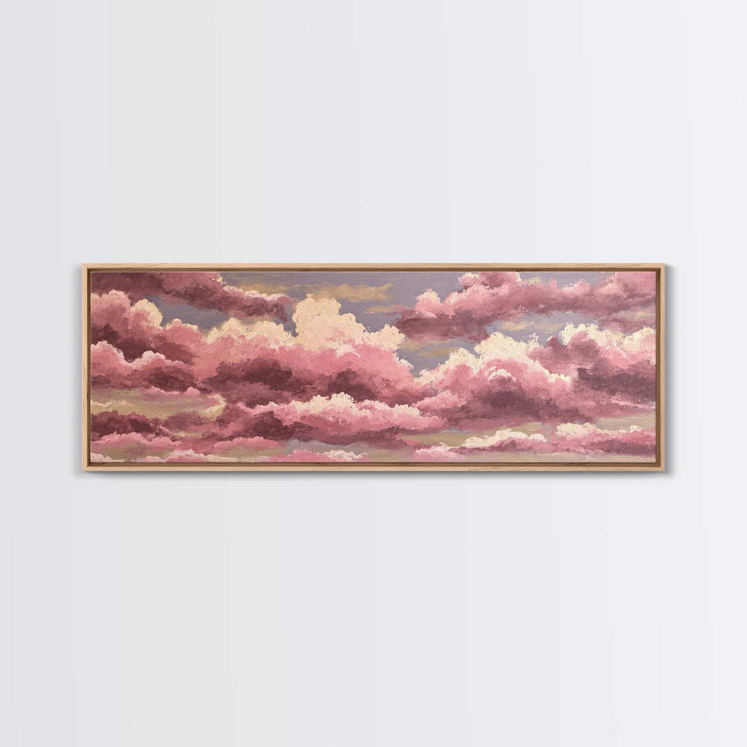 All Pink Cloudscape Framed Canvas Print, Monochrome Art, Room Decor, Living Room Decor, Abstract Art, Mono, Mid Century Modern, MON-3x1-52