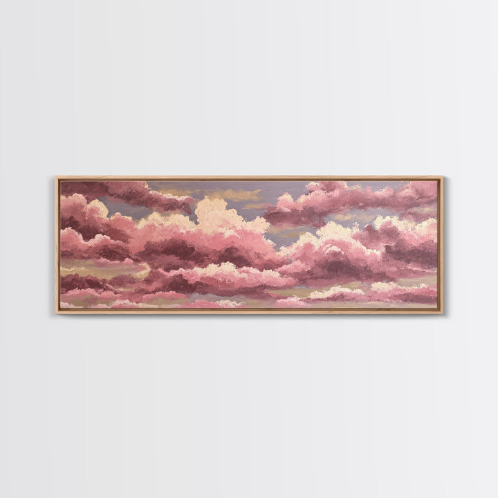 All Pink Cloudscape Framed Canvas Print, Monochrome Art, Room Decor, Living Room Decor, Abstract Art, Mono, Mid Century Modern, MON-3x1-52