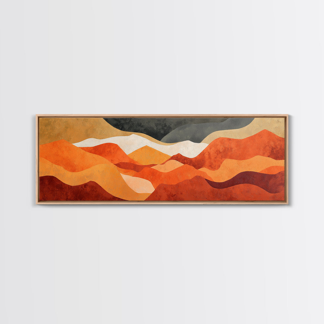 Burnt Orange Canyon Abstraction Framed Canvas Print, Monochrome Art, Textured Painting, Living Room Decor, Oil Painting, Mono, MON-3x1-56