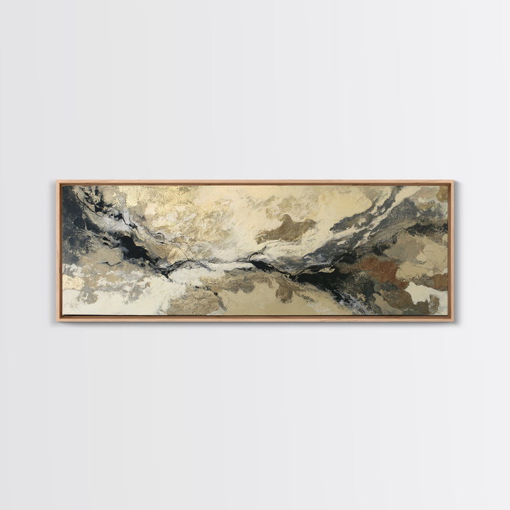 Silver Ocean Moonlight Scene Framed Canvas Print, Monochrome Art, Wall Art, Living Room Decor, Fine Art, Mono, Abstract Art, MON-3x1-59