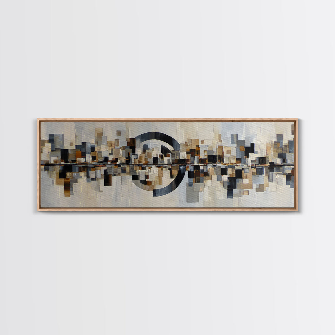 Black and White City Reflection Canvas Print, Monochrome Art, Unique Wall Art, Living Room Decor, Oil Painting, Mono, MON-3x1-61