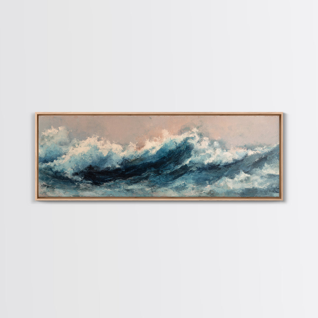 All Blue Ocean Abstraction Canvas Print, Monochrome Art, Modern Wall Art, Living Room Decor, Watercolor Art, Mono, MON-3x1-65