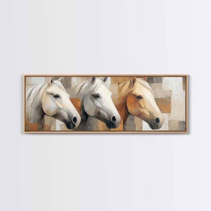 Sepia Horse Portrait Canvas Print, Monochrome Art, Textured Wall Art, Living Room Decor, Oil Painting, Mono, Wallpaper Mural, MON-3x1-66