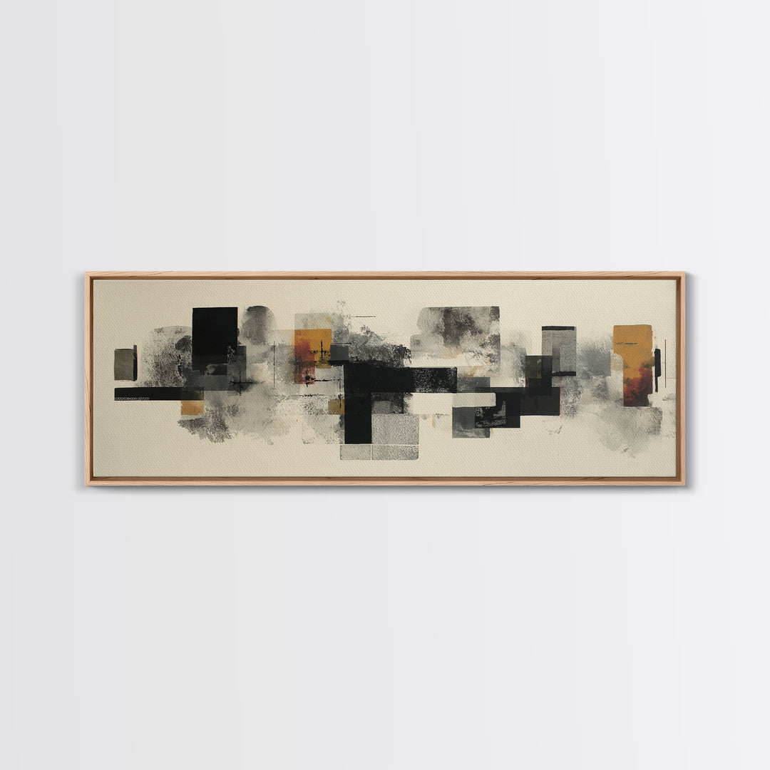Black Ink Abstract Canvas Print, Monochrome Art, Luxury Decor, Living Room Decor, Abstract Art, Mono, Printable Wall Art, MON-3x1-70