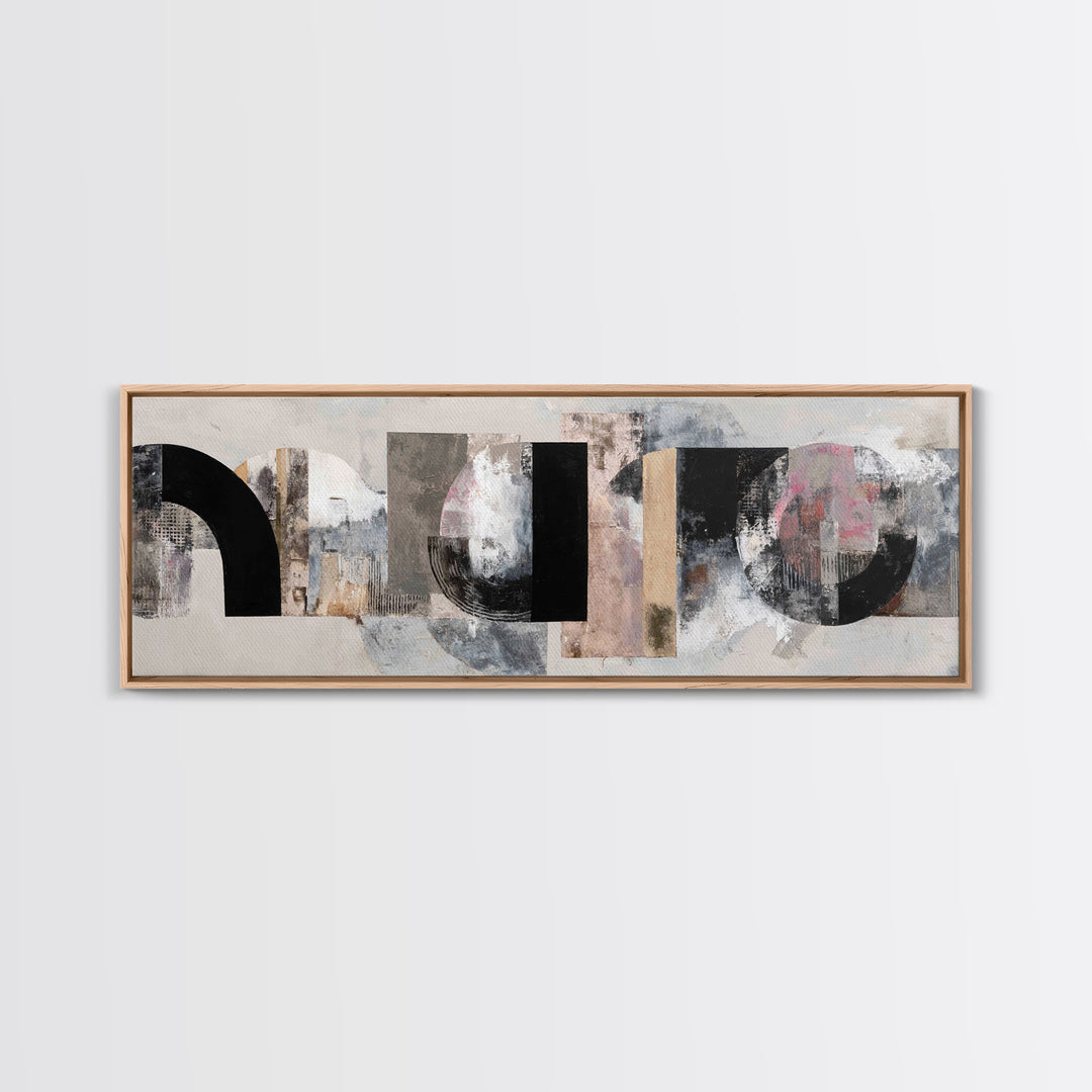 Gray Architectural Arch and Shadow Study Framed Canvas Print, Monochrome Art, Apartment Decor, Living Room Decor, Oil Painting, MON-3x1-74