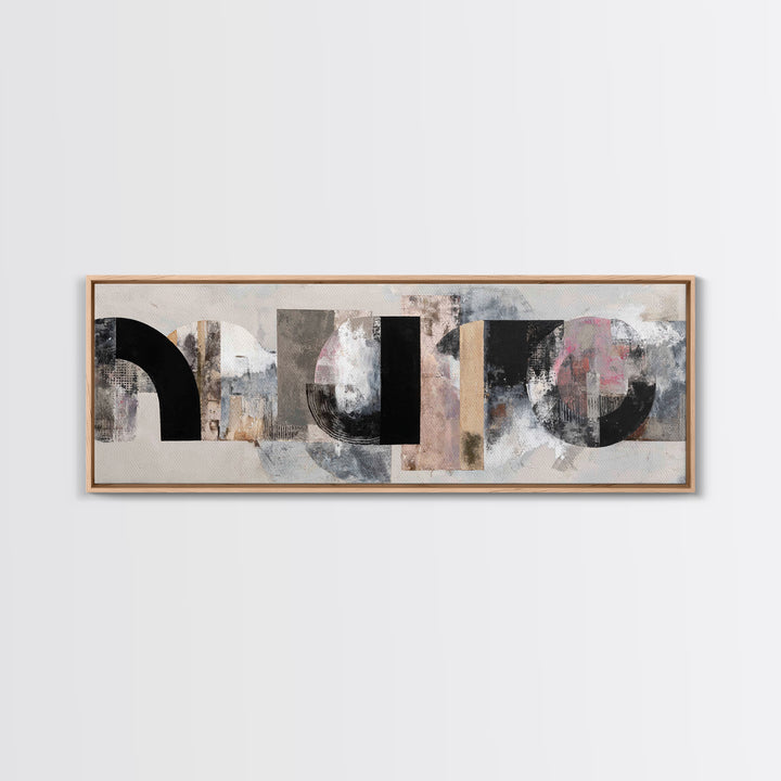 Gray Architectural Arch and Shadow Study Framed Canvas Print, Monochrome Art, Apartment Decor, Living Room Decor, Oil Painting, MON-3x1-74