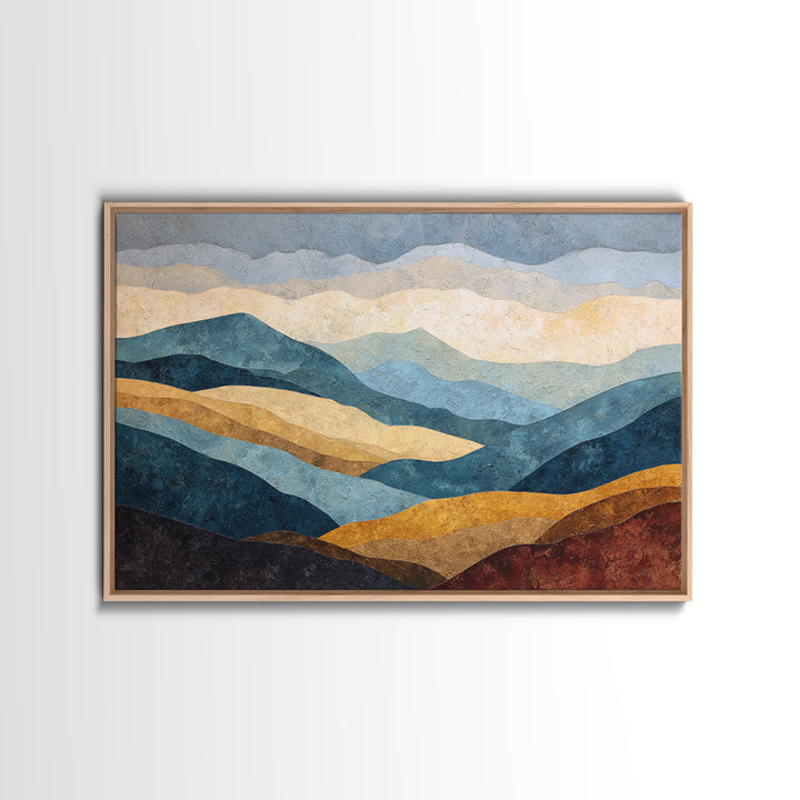Blue Mountain Ridge Layers Framed Canvas Print, Monochrome Art, Modern Decor, Living Room Decor, Fine Art, Mono, Poster, MON-3x2-100