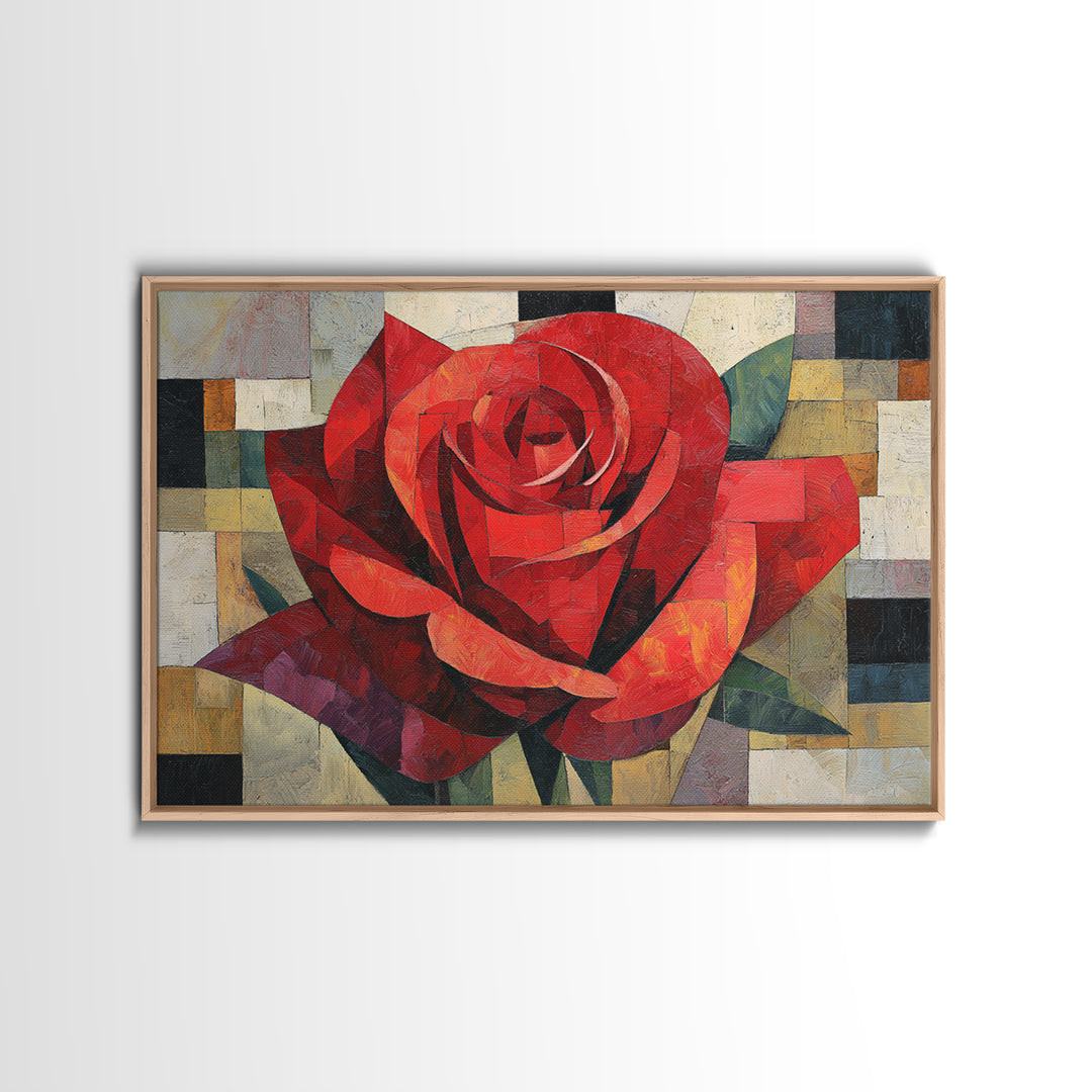 Single Red Rose Rendered Only Canvas Print, Monochrome Art, Dopamine Decor, Living Room Decor, Fine Art, Mono, Modern Decor, MON-3x2-11